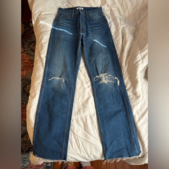 RE/DONE midwash distressed 90s high rise loose fitting straight leg jeans - Picture 3 of 10